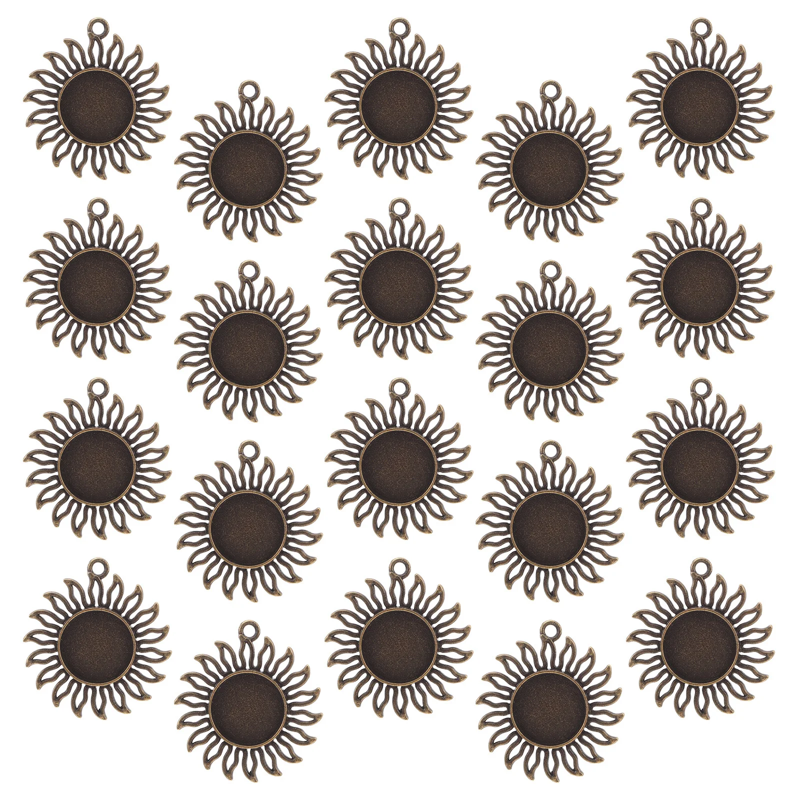 

20Pcs 16mm Sunflower Blank Pendant Trays Alloy Cabochon Setting for Cameo Pendants Jewelry Making Necklace Bracelets Crafts
