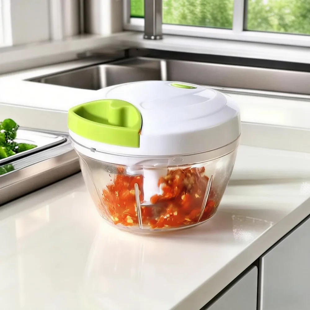 Multifunctional Manual Pull String Garlic Chopper Mini Handheld Food Processor for Garlic Onion Chili Vegetable Kitchen Gadget