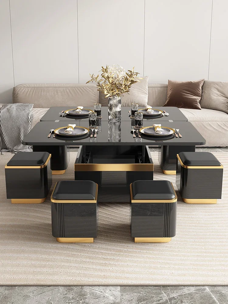 Lift coffee table, dining table, dual-purpose, foldable and retractable small unit  piano