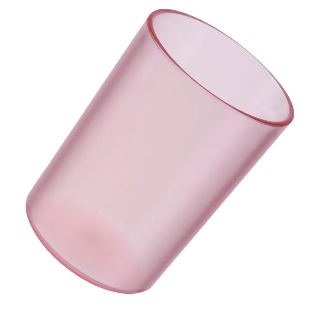 Bathroom Toothbrush Cup Transparent Reusable Plastic Drink Mug Lightweight Stackable Smooth Safe for Mouthwash Coffee Water Pink