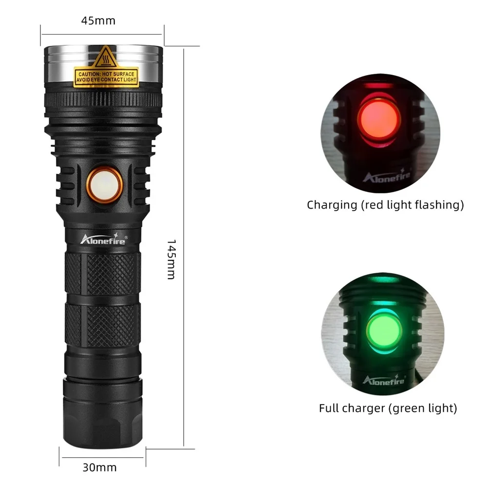 Alonefire X28 Rechargeable Torch Lighter SST40 2300lm TYPE-C Led Flashlight By 26800 Battery for Hiking,Camping,Patrol