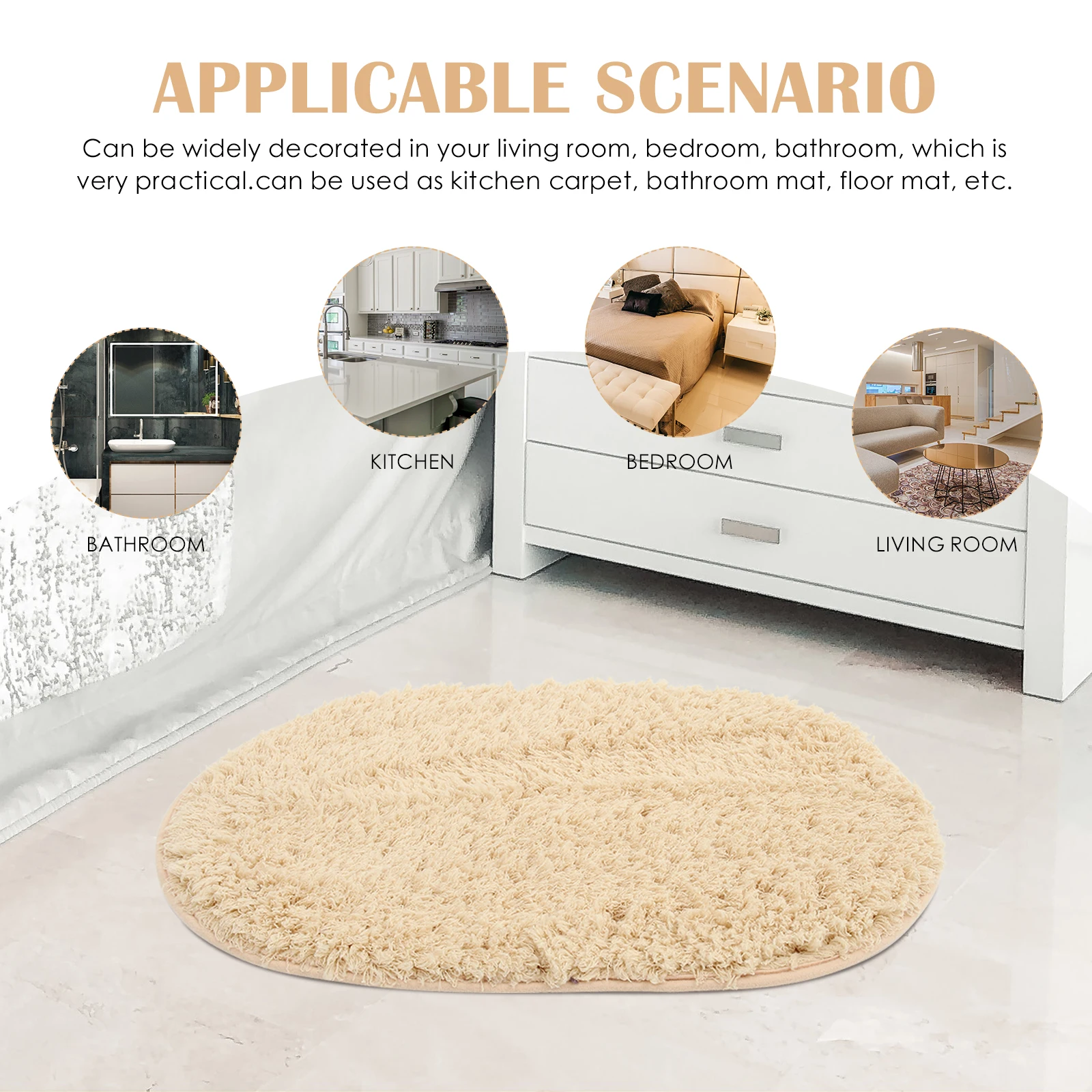 

Floor Mat Tufted Indoor Front Area Rugs Semi-circular Absorb Water Mats