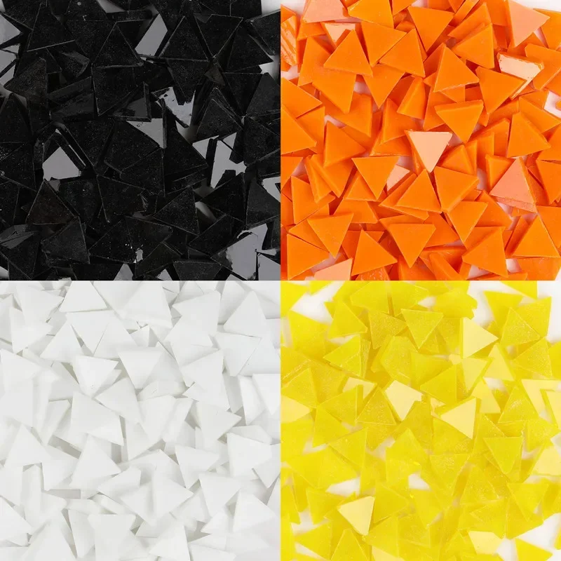 170pcs(100g/3.52oz) Mica Mosaic Tiles Mixed Color Triangle Glass Tile Beautiful Colored DIY Mosaic Crafts Making Materials