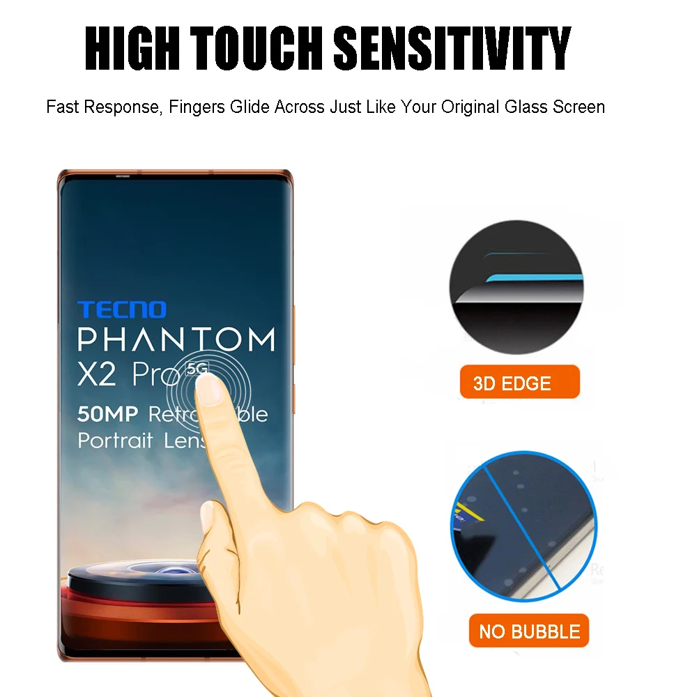 Full Cover Tempered Glass For Tecno Phantom X2 Pro 3D High Solution Screen Protectors Protective Film Tecno Phantom X/Phantom X2