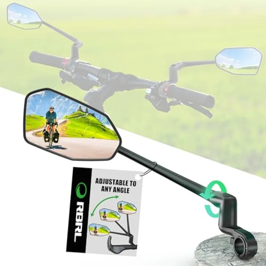 

Bike Mirror Aluminum Alloy Handlebar Mount with Anti-shake and Break-proof Design Foldable HD Real Glass Rotatable Rear View Mi