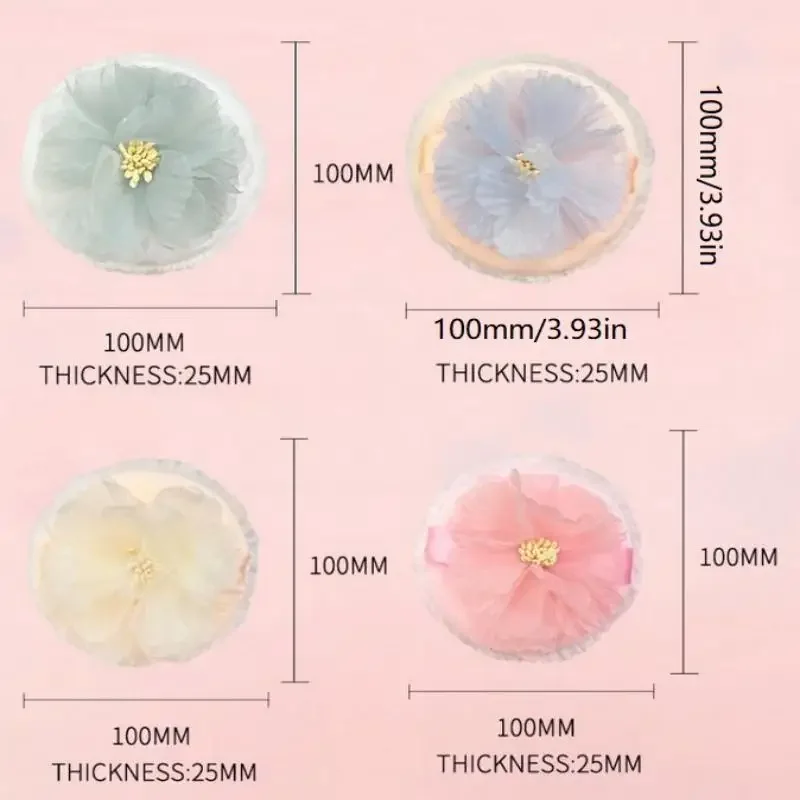 3D Ribbon Flower Dual Sided Velvet Flocked Ultra Soft Large Fluffy Powder Puff For Body Makeup Loose Puff Wet Dry Makeup Tool