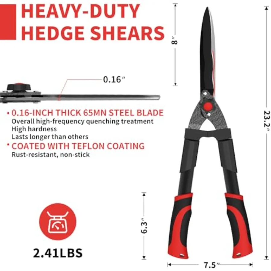 23-Inch Hedge Shears, Manual Garden Clippers with 9