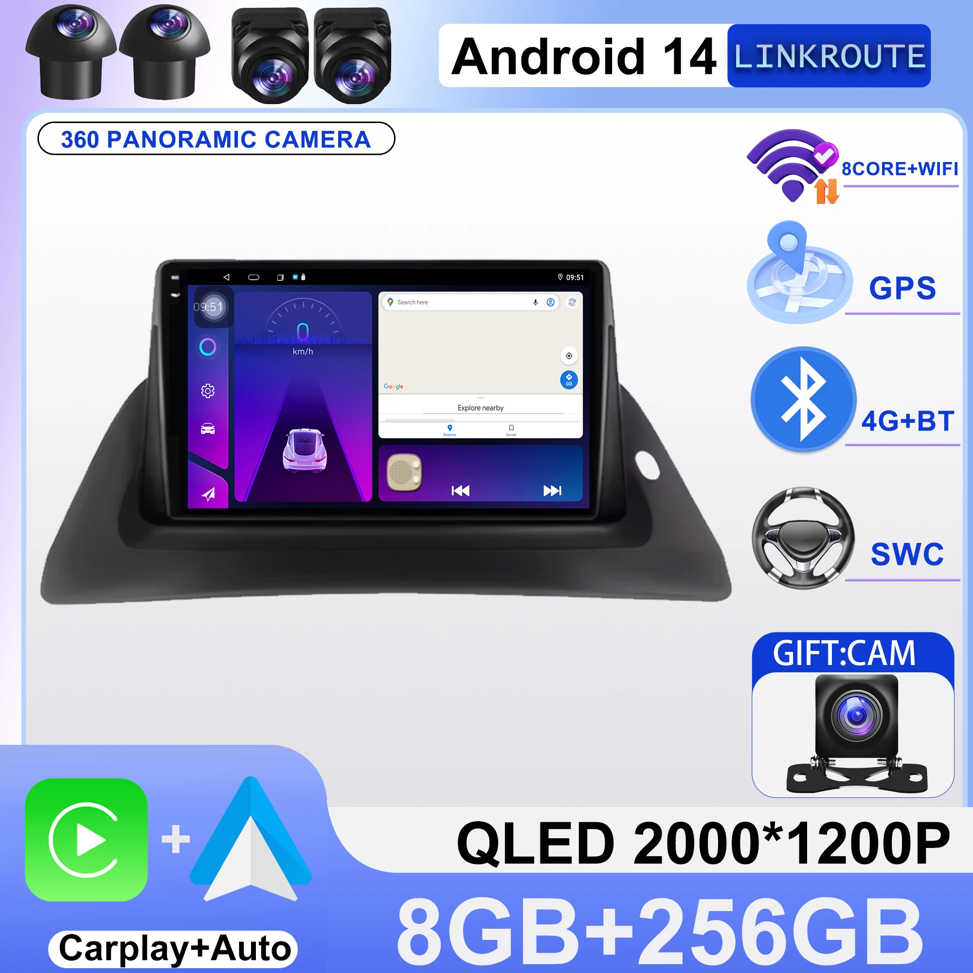 

Carplay Android 14 For Renault kangoo 2008 - 2018 Car Radio Multimedia Video Player Navigation GPS Head Unit Stereo No 2din DVD