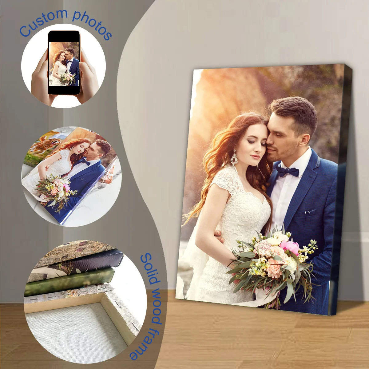 

[customized] Print Your Photos on Canvas Personalized Portrait Wedding Dress Pet Art Photo Print Poster Birthday Gift Home deco