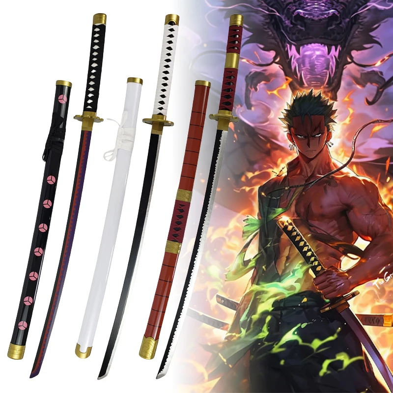 40inch Roronoa Zoro Katana Wooden Shanks Sword Anime Cosplay Prop Ninja Knife Real Size Japanese Katana Samurai Sabre Toys Gift