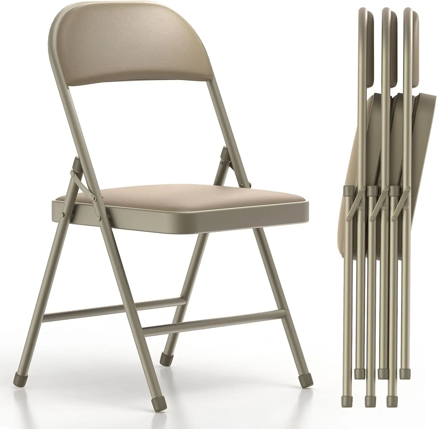 

4 Pack Folding Chairs with Padded Vinyl Cushion Chairs with Comfortable Cushion and Durable Steel Frame for Home and Office