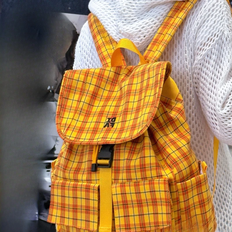 

Рюкзаки контрастного цвета для женщин Y2k, эстетический модный рюкзак на шнурке, универсальные повседневные модные корейские школьные сумки в клетку