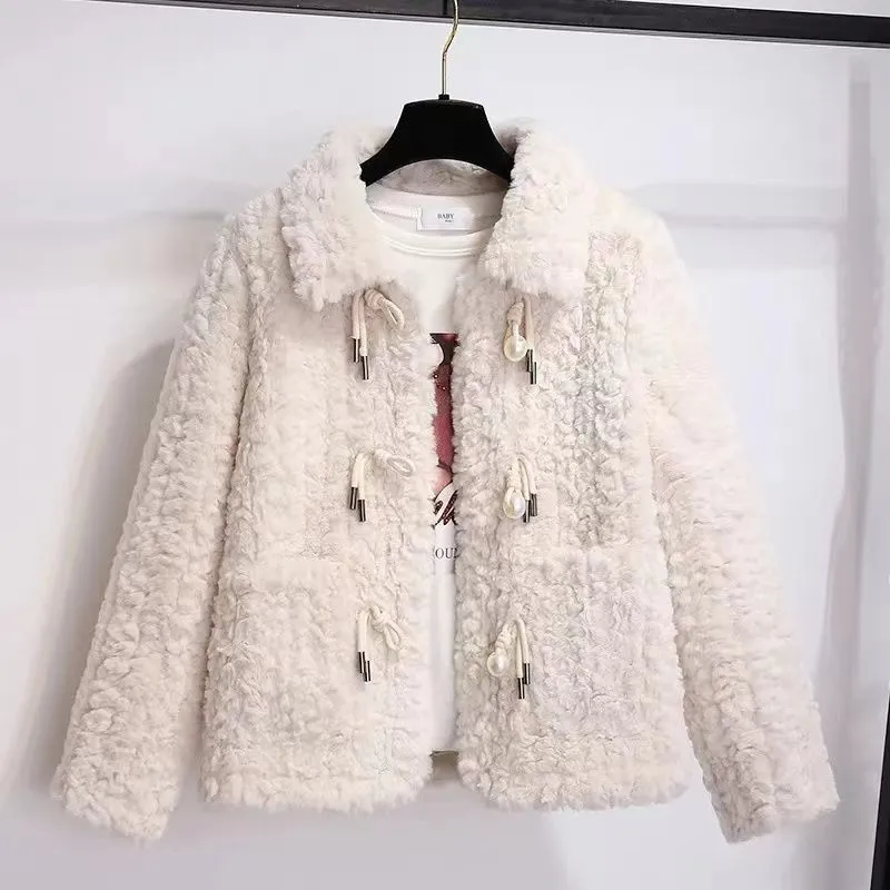 

New Fur One Women's Lambswool Little Coat 2025 Autumn Winter Female Small Fragrance Loose Jacket Furry Short Overcoat