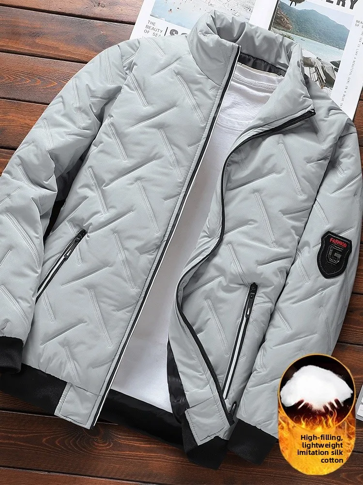 

Men's Thiened down Cotton Jaet Autumn Winter Warm Faionable Versatile Cold Resistance Cotton Coat Zipper Closure Long S...