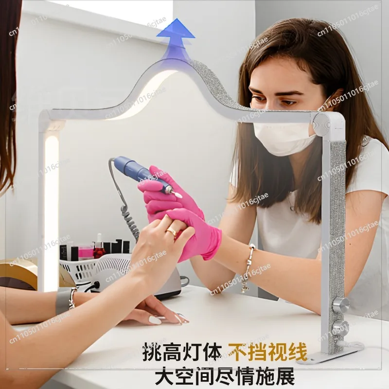 For Beauty Light with Drill Three Fold Foldable Portable Beauty and Nail Salon Half Moon Manicure Desk Lamp