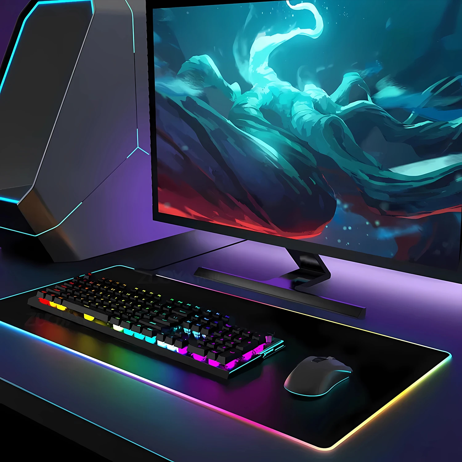 RGB Anime Fate Sabre MousePad E-Sports Laptop Gamer Bureau Mat Accessoires Antislip Computer Gaming Toetsenbord Grote Muismat