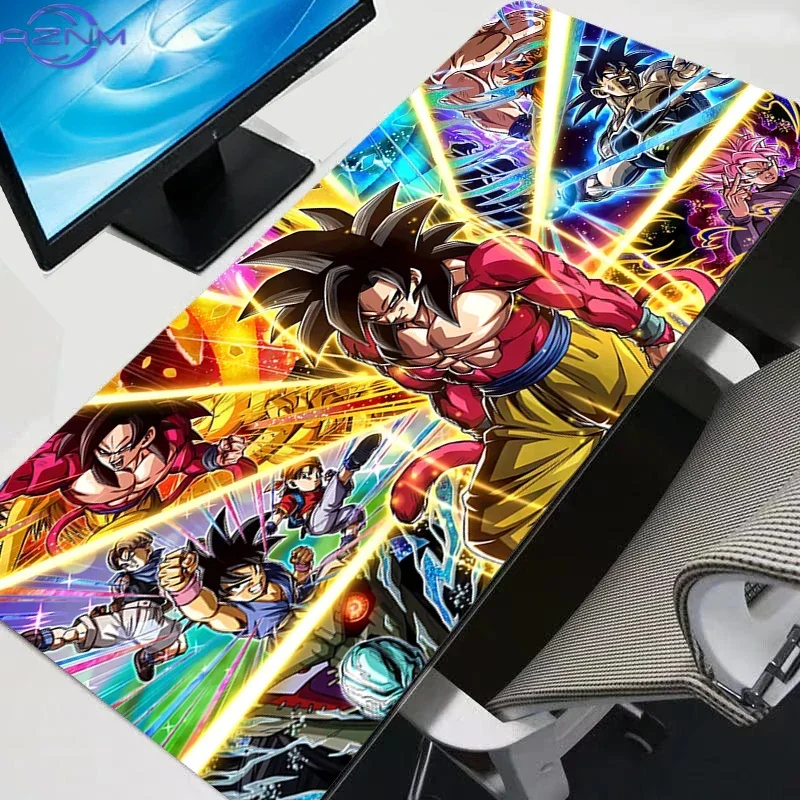 Anime Super Saiyan 4 Characters Colorful Lightning Fighting Scene Mouse Pad, Rubber Non-Slip Base, Smooth Surface for Gaming Des