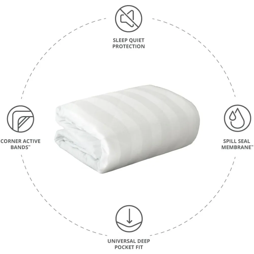 غطاء مرتبة مبطن مقاوم للماء بحجم كوين - حماية من 5 جوانب، واقي مرتبة أبيض فاخر لتحسين راحة النوم #5