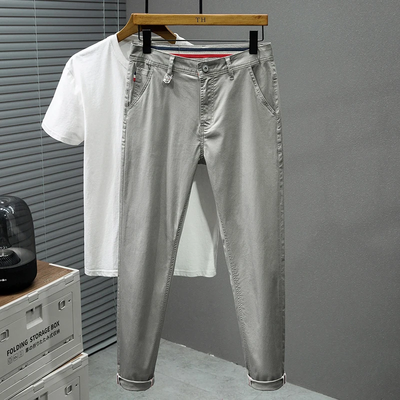 Pantalones vaqueros de talla grande para hombre, pantalón informal de negocios que combina con todo, holgado, recto, elástico, de alta gama y a la moda, de gran tamaño