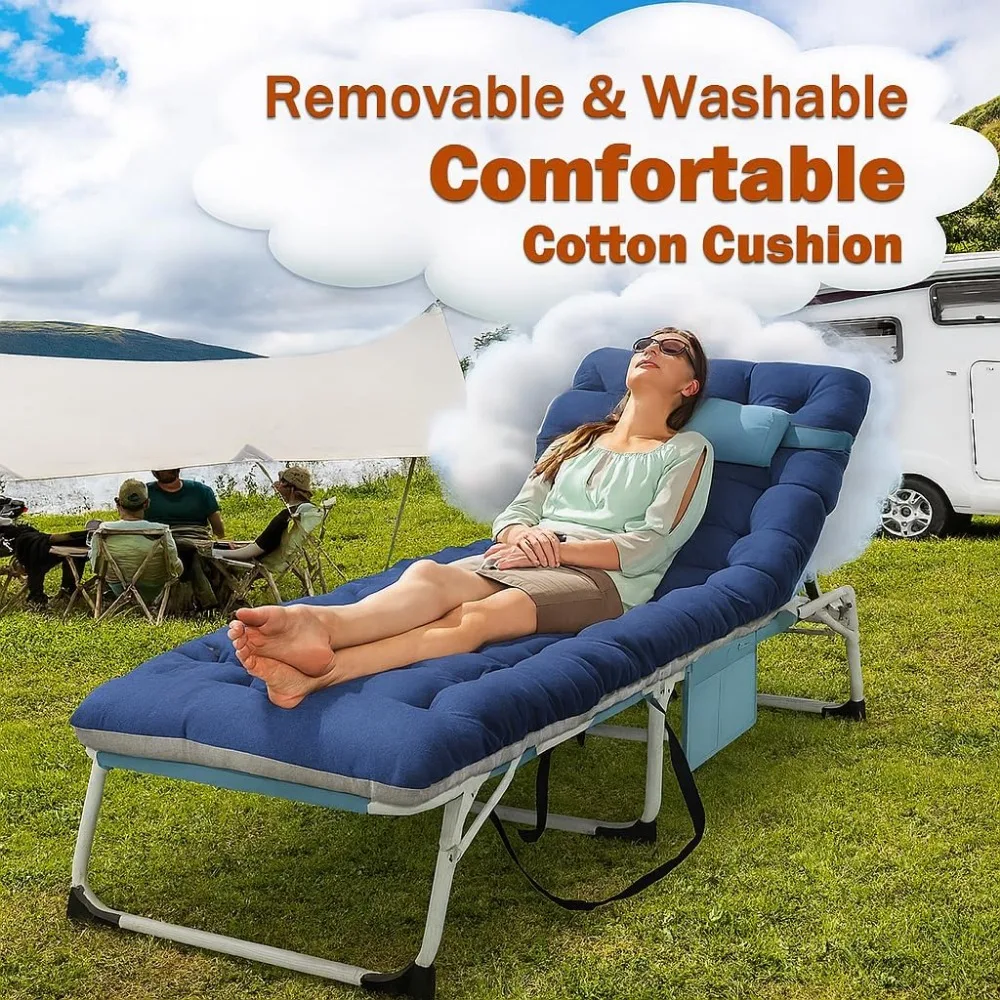 كرسي صالة خارجي عالي التحمل قابل للطي بسعة 500 رطل، قابل للتعديل ومحمول للاستخدام في الفناء #5