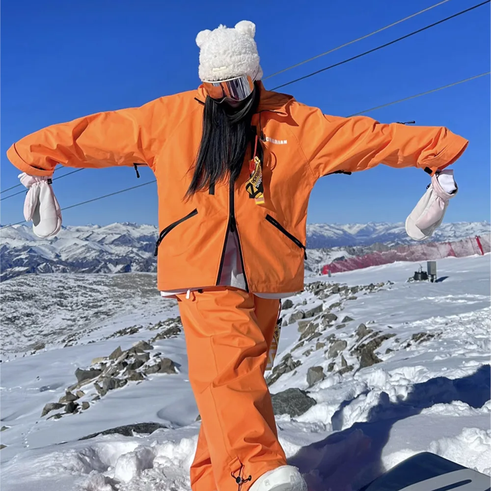 بدلة تزلج نسائية من NuJune X Zachariah سترة شتوية حرارية مقاومة للماء مع بنطلون للتزلج على الجليد معطف فضفاض عصري على الجليد #4