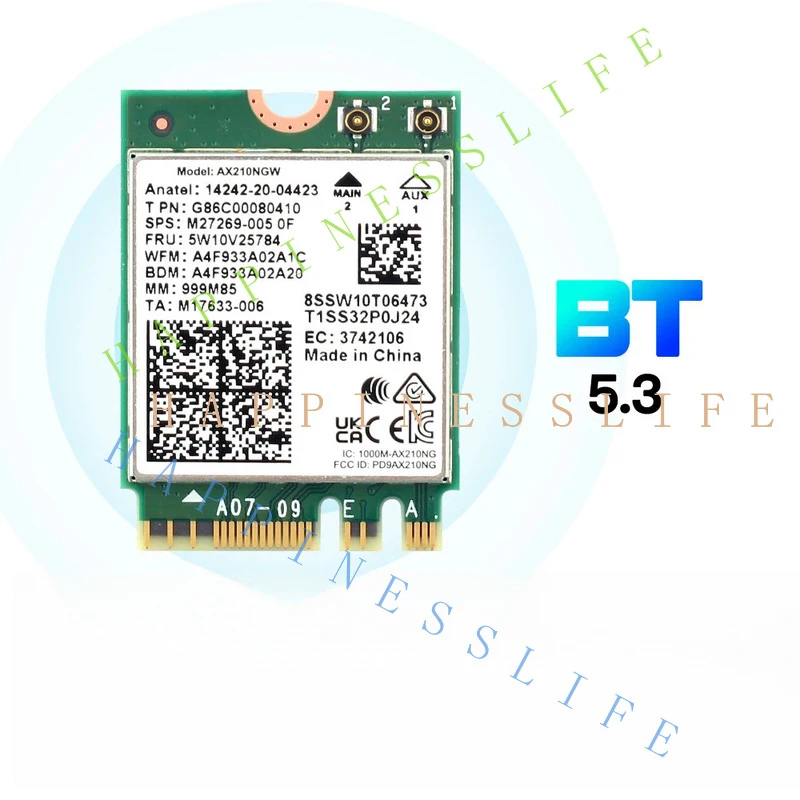 PK+ Wifi 6E M.2 AX210 5374Mbps Wifi Wireless Card BT 5.3 AX210NGW for Win 10/11