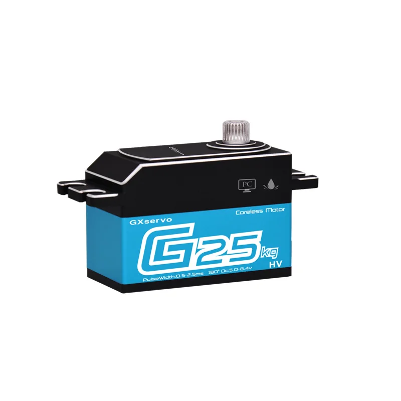 GX 25KG Coreless Servo Large Real Torque Aluminium Shell Metal Gear Waterproof 1:10 Short Body For RC Car Robot Airplane Boat