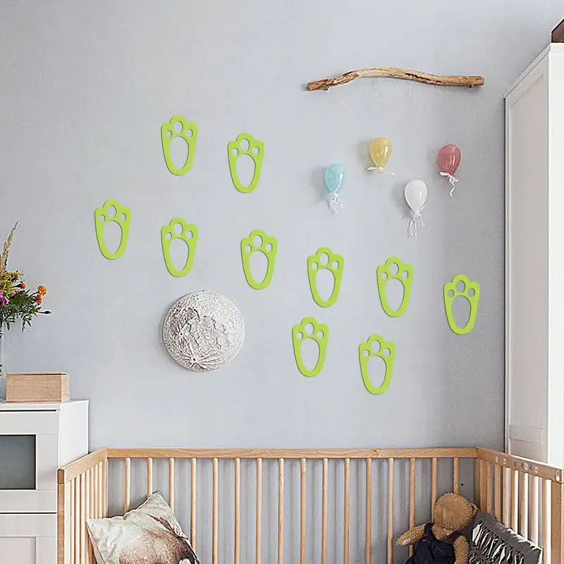 Easter Rabbit Footprint Wall Decals Easter Bunny Feet Print Floor Clings Bunny Paw Print Window Clings Floor Sticker For Easter