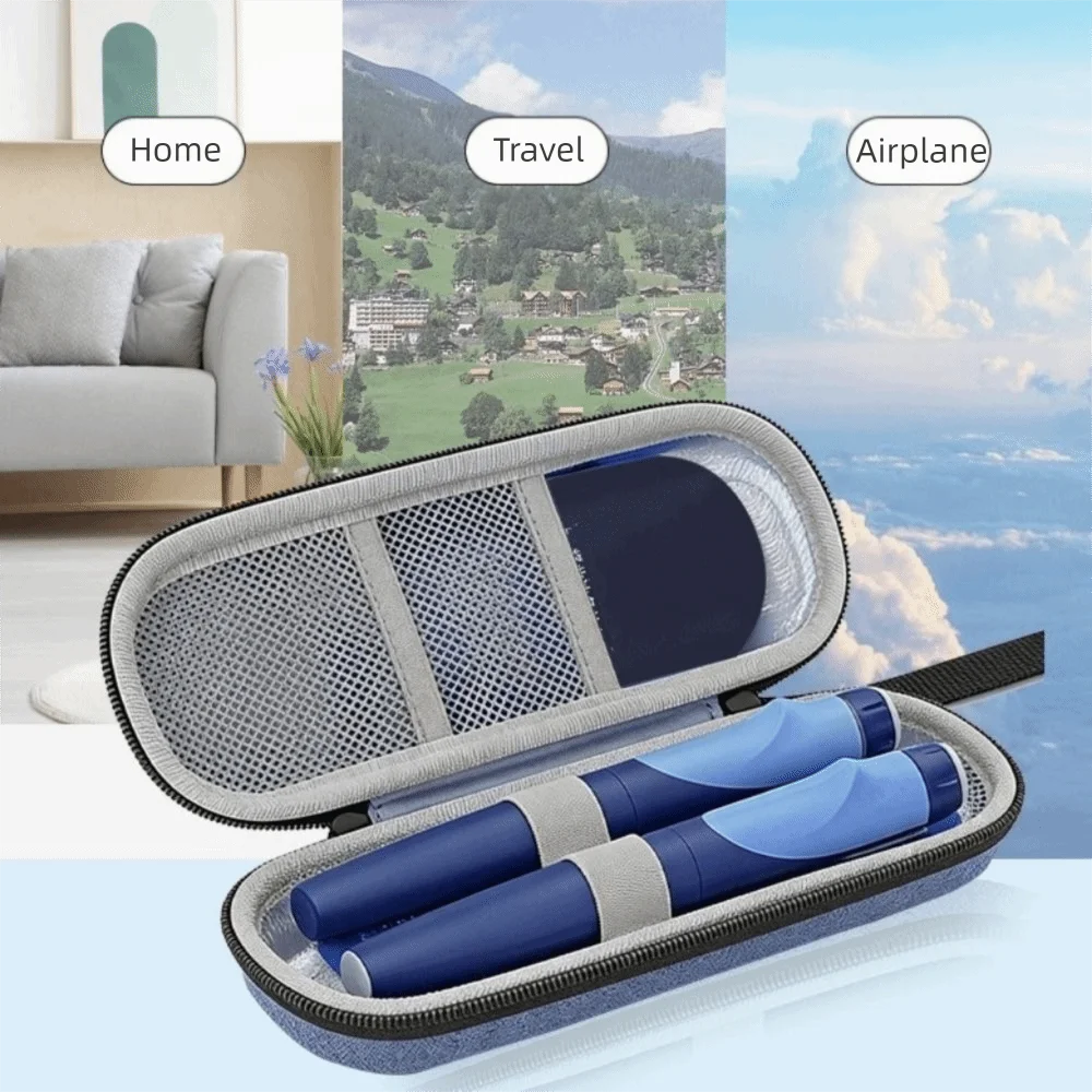 Oxford Cloth Insulin Cooler Bag Insulin Vial Protector Waterproof Insulin Vial Storage Case Thermometer Display