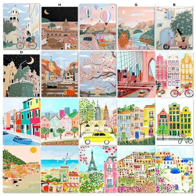 CHENISTORY Acrylic Paint By Numbers Kits Fresh Illustration Painting by numbers For Adults Kits art work diy on Canvas By Number