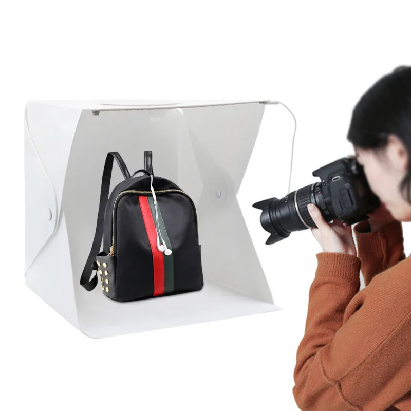 Faltbare Fotobox tragbare Licht box Fotografie Fotostudio Kits LED Hintergrund beleuchtung Top Öffnung Produkte Kamera Aufnahme Fotobox