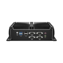 Industrial IoT Mini PC Fanless IPC Intel Core i5-7200U 6x COM DB9 RS232 RS485 2x Ethernet WiFi 4G LTE SIM GPIO Windows Linux