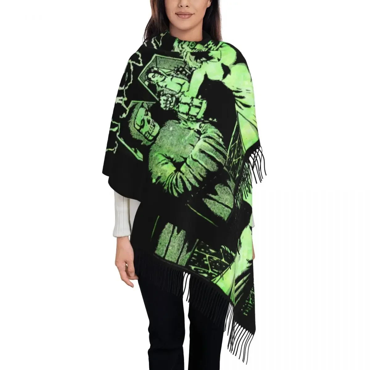 Custom Printed Horror Punk Rock Misfits Skull Scarf Women Men Winter Warm Scarves Shawl Wrap