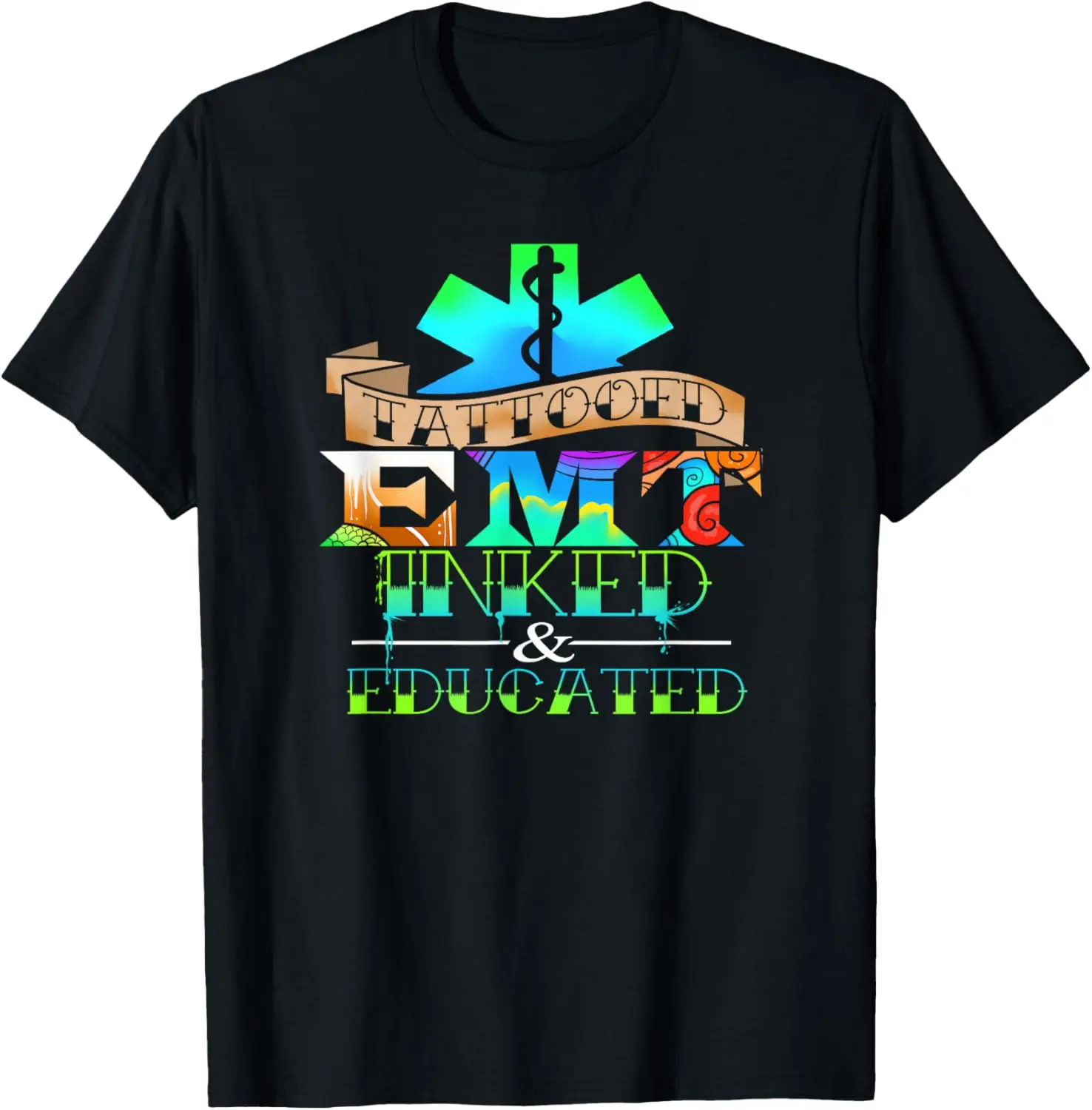 

Tattooed EMT Inked & Educated Paramedic T-Shirt 100% Cotton O-Neck Short Sleeve Summer Casual Mens T-shirt Streetwear