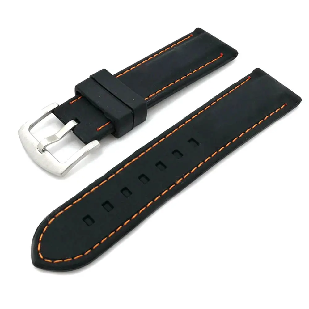 Men Blcak Sport 20mm 22mm 24mm Waterproof Silicone Watch Band Strap Watchbands Watch Accs
