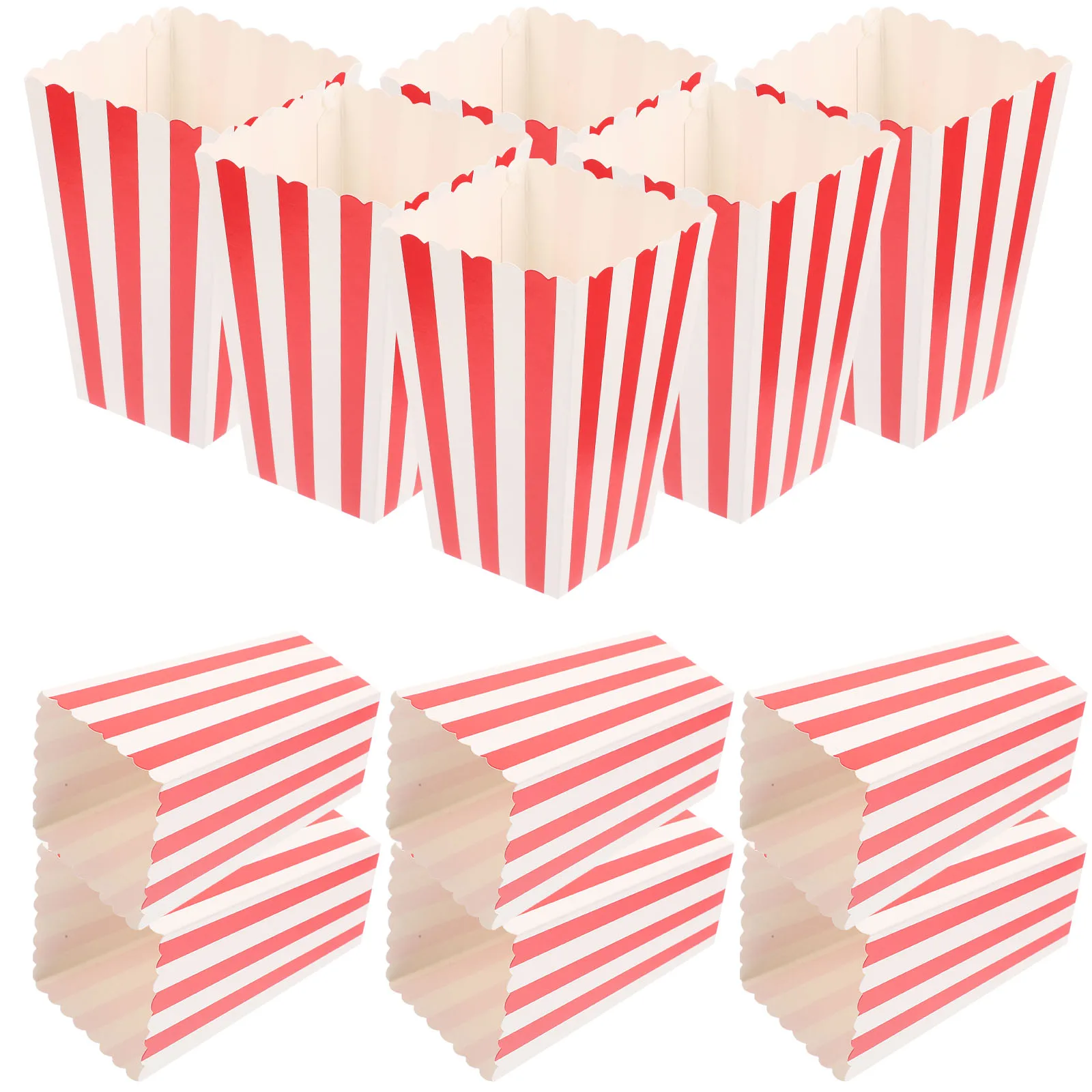 

24pcs Popcorn Bucket Paper Boxes French Fries Containers Party Snack Supplies Disposable Baking Wrap Movie Night Decorations