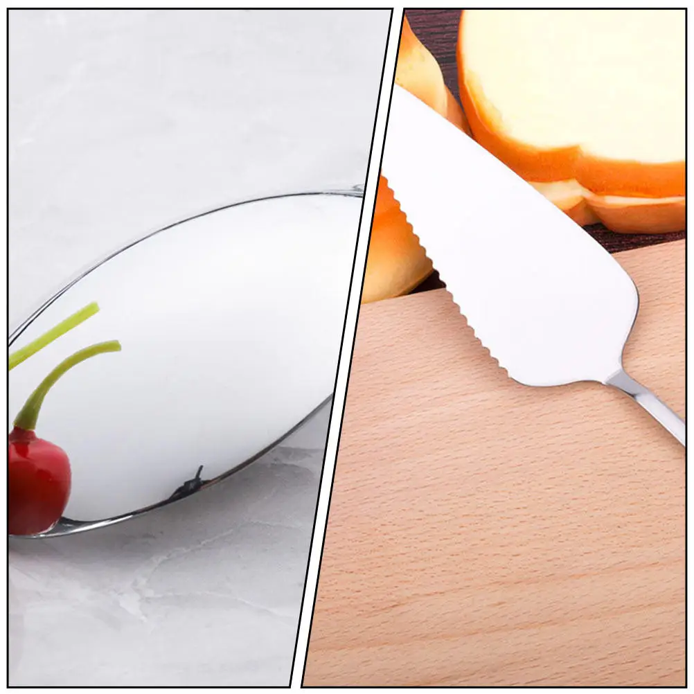 1Set Cake Shovel Stainless Steel Baking Tool Set Cake Fork Spoon Pizza Cutter Dessert Tableware Pizza Shovel
