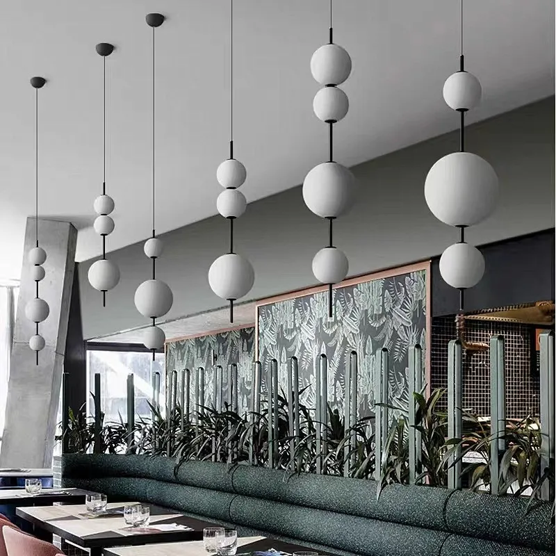 Nordic Beads Pendant lamp Designer LED white glass Ball Hanging Light Cafe Bar Kitchen bedroom beside Decor dining lighting