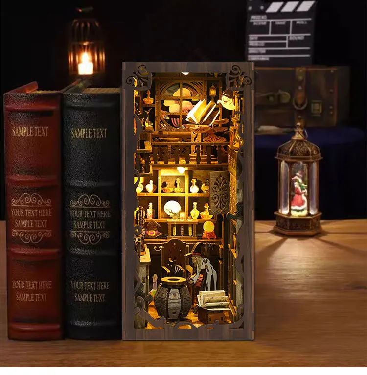 

3D Creative Magic Book Stand DIY House Decoration Wooden Handmade Assembled Book Stand Model Gift Home Decoration