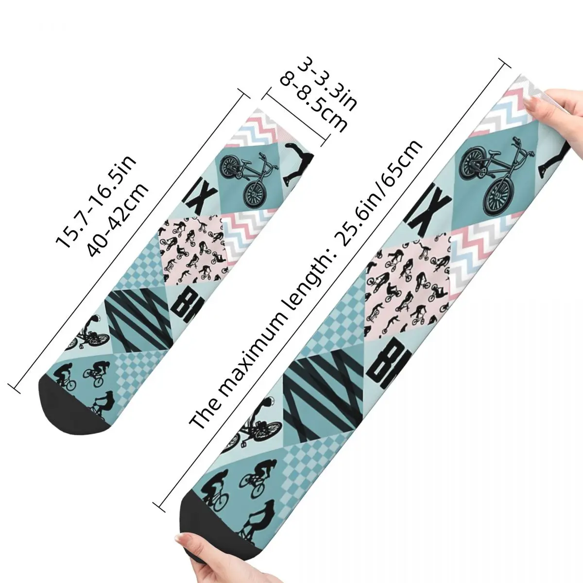 Hip Hop Vintage BMX Cross Live Crazy Men\'s Socks Bicycle Bike Unisex Harajuku Seamless Printed Novelty Happy Crew Sock Boys Gift