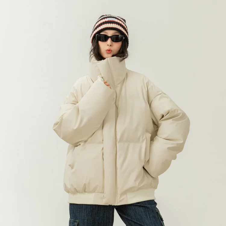 Stand-up Collar Leather Cotton Clothes Men's Winter Short Cotton-padded Jackets Thickened Warm Bread Clothes Jacket