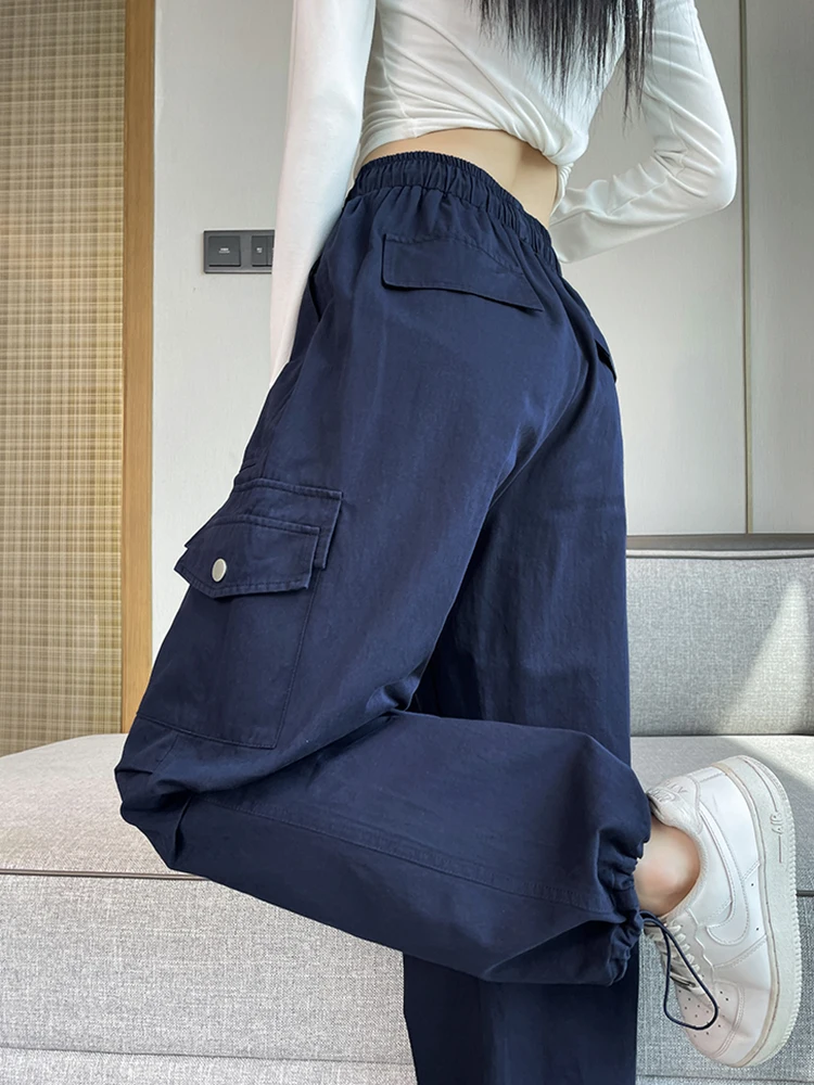 American Sle Fallschirmjäger-Arbeitshose für Damen, Herbst, Baumwolle, Eisseide, Qui Dry, Sporthose, lässige Hose mit weitem Bein