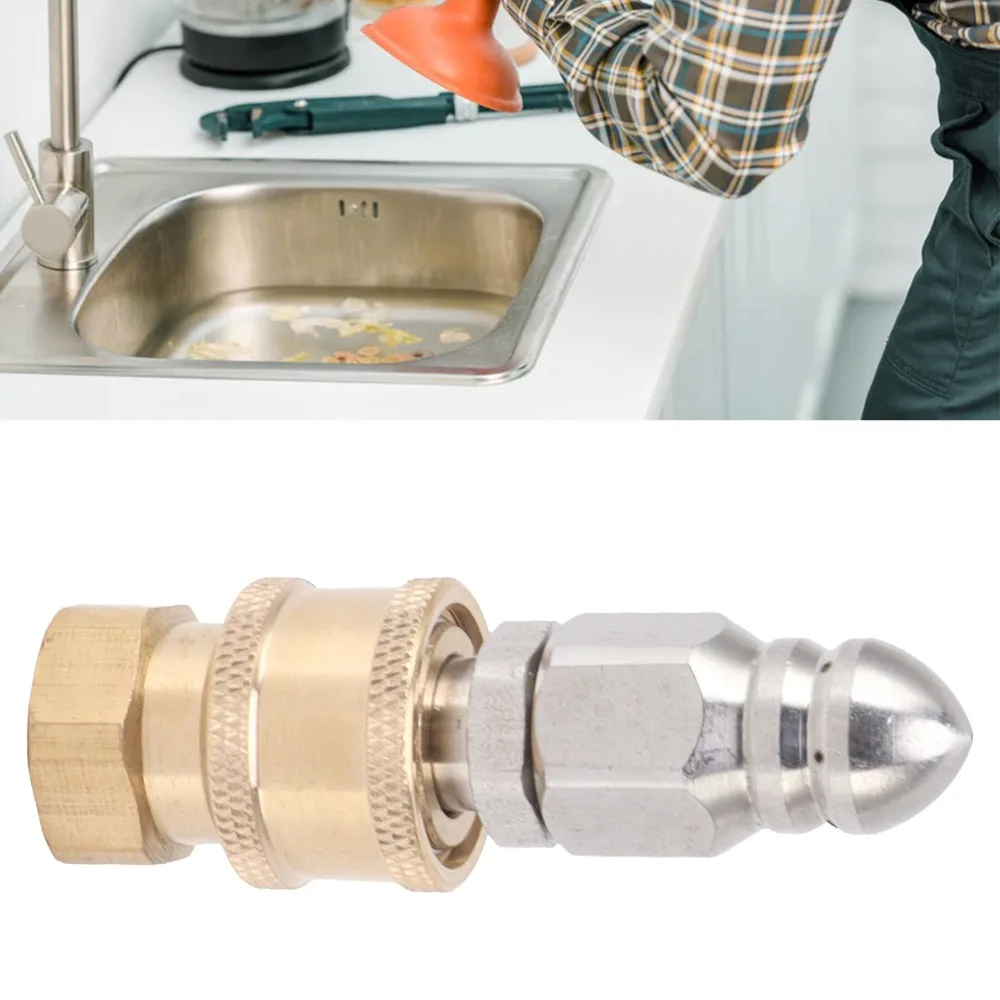 

Professional Stainless Steel High Pressure Nozzle Quick Insert G3/8 Thread Sewer Nozzle Pressure Washer Nozzle Outdoor Cleaning