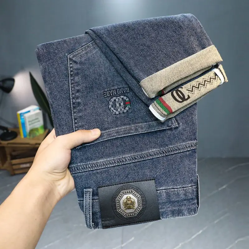 Summer Boyfriend 2024 New Patchwork Button Zipper Pocket Printing Embroidery Solid Color Comfortable Casual Straight Jeans