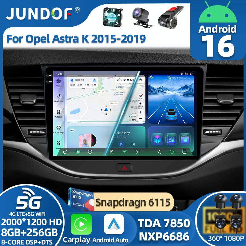 Car Stereo For Opel Astra K 2015 2016 2017 2018 2019 Android 16 Car Radio Video Carplay Multimedia Player Head Unit 5G Wifi DSP