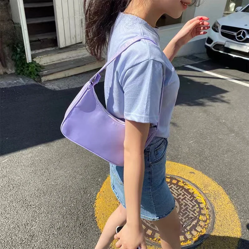 New Candy Colors underarm Bags niche light weight totes personality bag Retro simple handbag single shoulder nylon bags NAB215