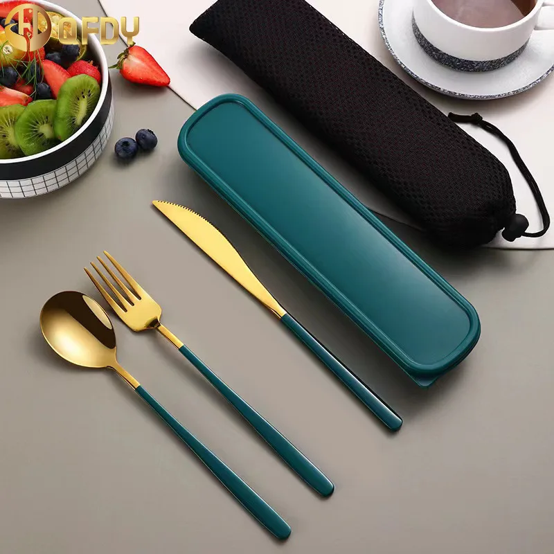 

304 Tableware Set Portable Cutlery Set Dinnerware Set High Quality Stainless Steel Knife Fork Spoon Travel Flatware With Box