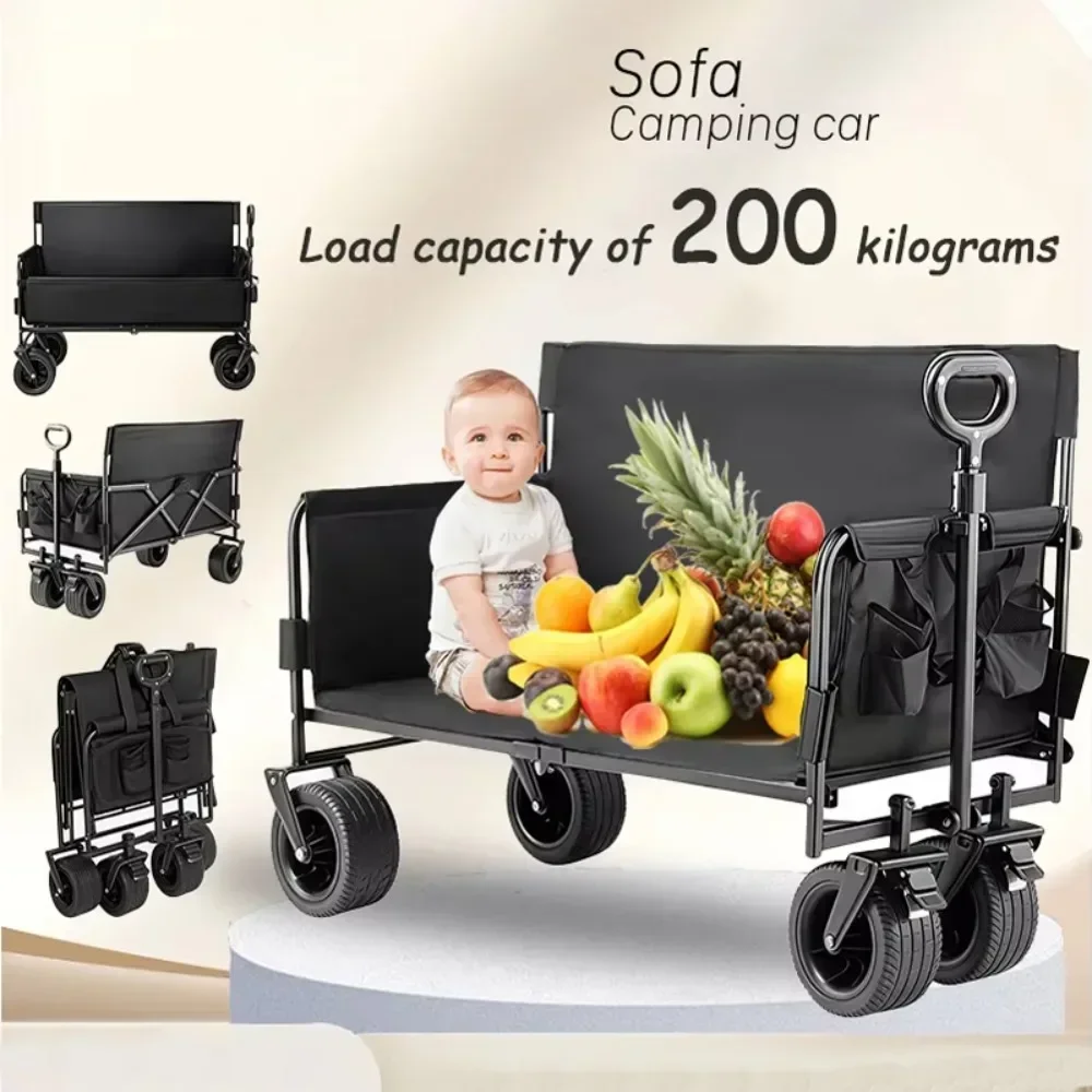 فائدة عربة قابلة للطي في الهواء الطلق سعة كبيرة عربة عربة التخييم نزهة عربة الشاطئ انهيار عربة قابلة للطي جديد