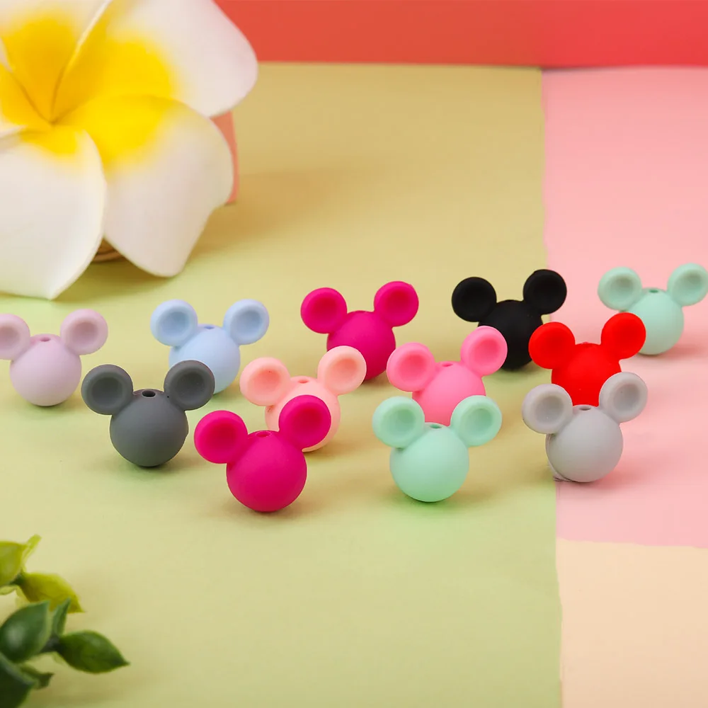 10/20pcs New Solid Color Mouse Head Silicone Beads For Jewelry Making DIY Bracelet Earrings Necklace Keychain Accessories