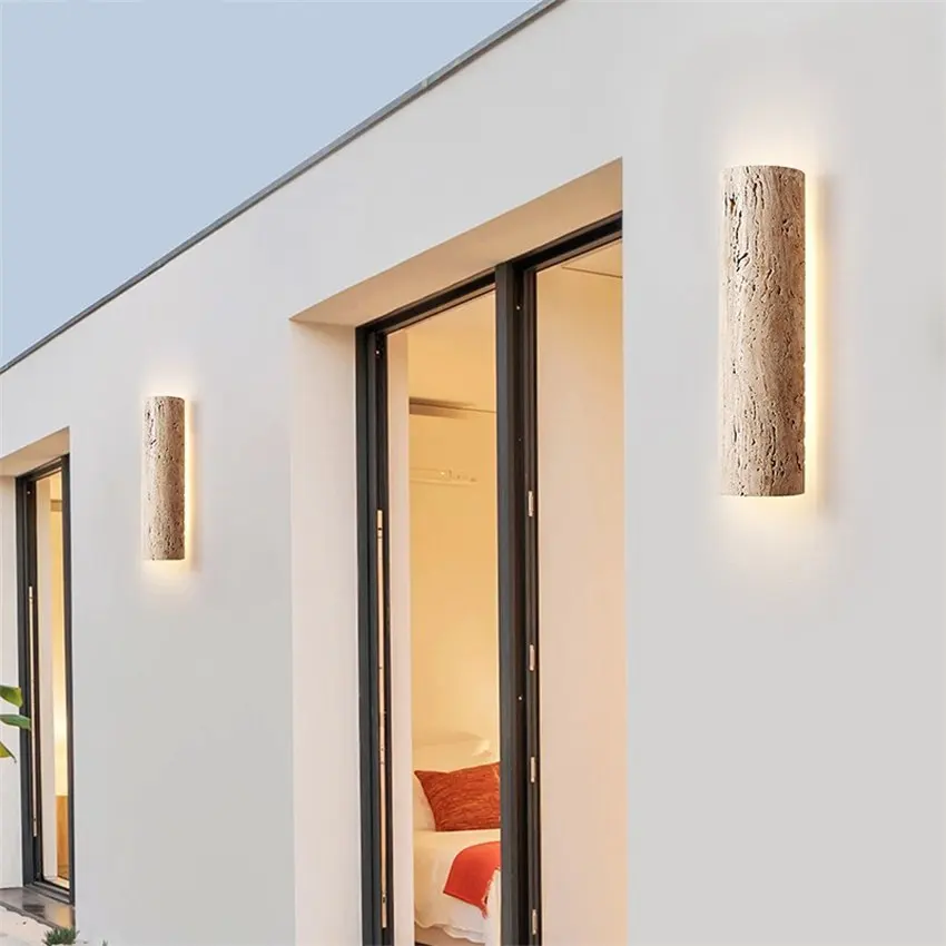 Giallo travertino lungo lampade da parete wall washer LED outdoor villa cortile balcone impermeabile bagno applique luci illuminazione